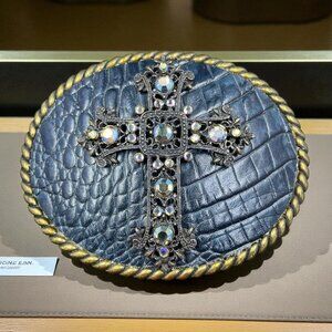 Western Cross Belt Buckle Gothic Vintage‎ Bling Rodeo Cowboy Statement Accessory